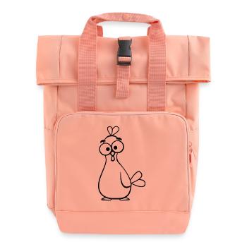 Kauziges Cartoon-Huhn Illustration - Rolltop Rucksack mit zwei Griffen - Chintzrosa - Vorne
