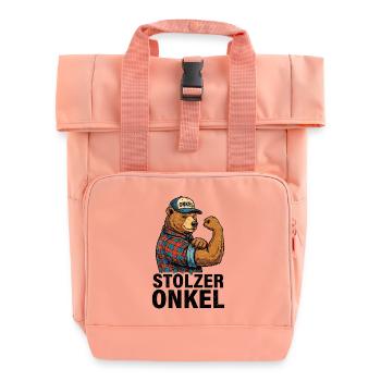 Muscle Bear Uncle in Flannel - Roll Top Backpack with Two Handles - chintz rose - Front
