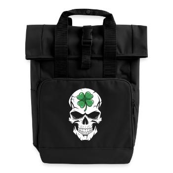 Shamrock Skull Fusion - Roll Top Backpack with Two Handles - black - Front