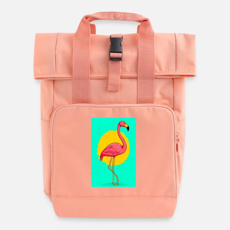 Flamant - Sac à dos Roll Top à deux anses - rose liberty