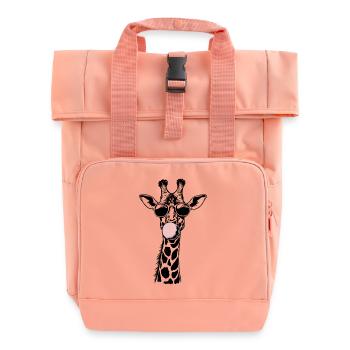 Cool Giraffe Bubble Vibes - Roll Top Backpack with Two Handles - chintz rose - Front