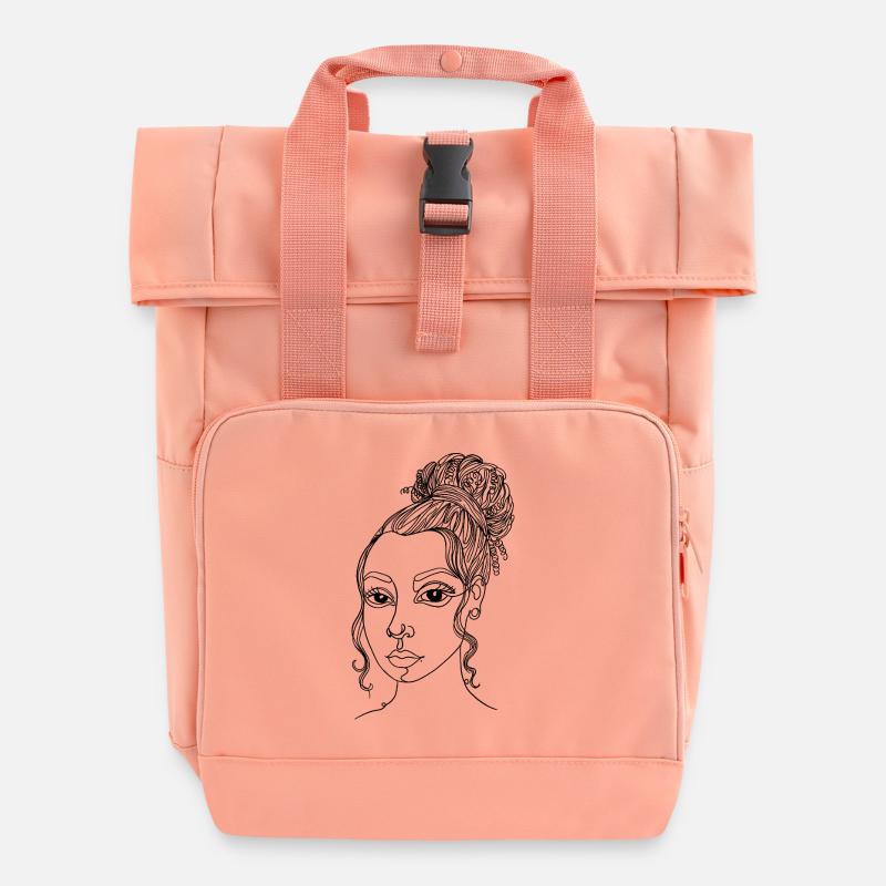 Femme abstraite : Une ligne - Sac à dos Roll Top à deux anses - rose liberty