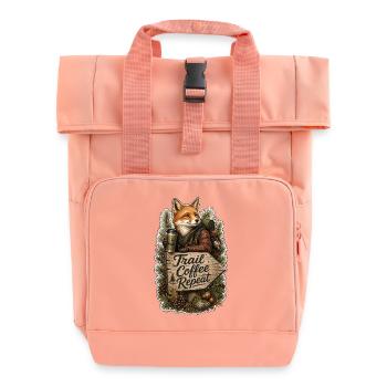 Trail Coffee Repeat Fox - Roll Top Backpack with Two Handles - chintz rose - Front