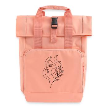 Minimalist Celestial Woman with Botanical Elements - Roll Top Backpack with Two Handles - chintz rose - Front