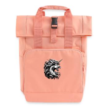 Roaring Unicorn - Roll Top Backpack with Two Handles - chintz rose - Front