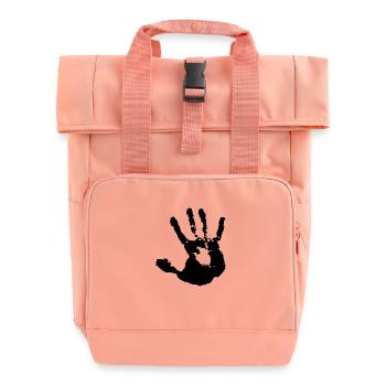 Hand print ink handprint no prohibited do not - Roll Top Backpack with Two Handles - chintz rose - Front