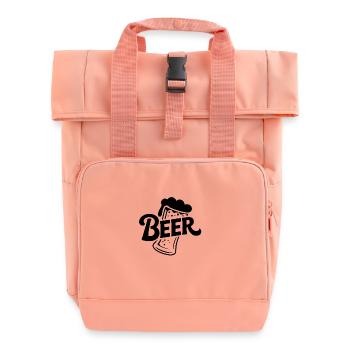 Beer - Funny Beer Logo Tshirt - Roll Top Backpack with Two Handles - chintz rose - Front