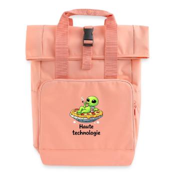 High tech – Alien relax and quirky humor - Roll Top Backpack with Two Handles - chintz rose - Front