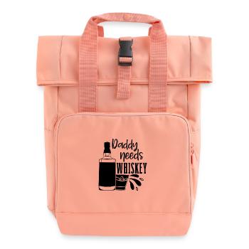 Daddy Needs a Drink Funny Saying - Roll Top Backpack with Two Handles - chintz rose - Front
