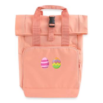 Colorful eggs in a good pose - Roll Top Backpack with Two Handles - chintz rose - Front