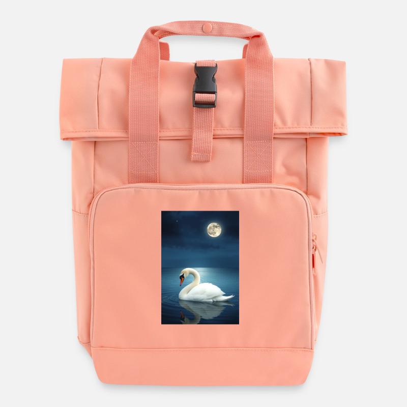 Feather dream - Roll Top Backpack with Two Handles - chintz rose