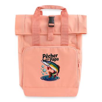 Pêcher avec papa, c'est le top. Brochet bondissant - Sac à dos Roll Top à deux anses - rose liberty - Devant
