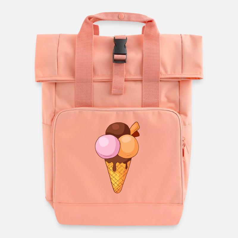 Crème glacée, crème glacée, crème glacée, crème glacée, boule, crème glacée, sundae - Sac à dos Roll Top à deux anses - rose liberty
