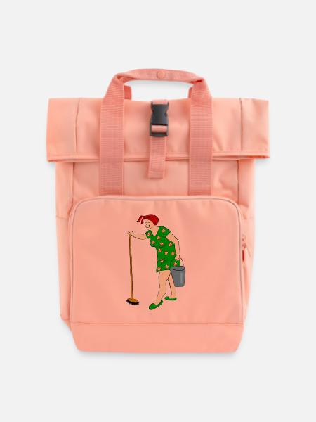Putzfrau Arbeit Hausfrau - Rolltop Rucksack mit zwei Griffen - Chintzrosa