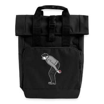 Joueur de pétanque gaucher - Sac à dos Roll Top à deux anses - noir - Devant