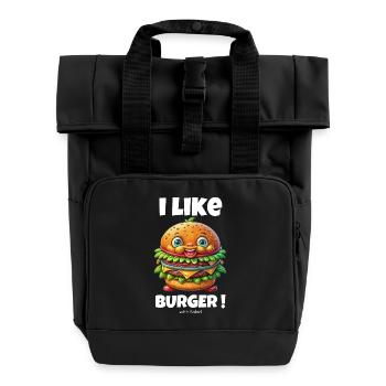 i like burger with salad- lustige burger gifts - Roll Top Backpack with Two Handles - black - Front