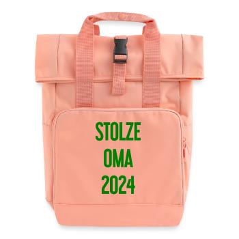 Proud Grandma 2024 – Perfect for New Grandmas - Roll Top Backpack with Two Handles - chintz rose - Front