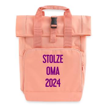 Proud Grandma 2024 – Perfect for New Grandmas - Roll Top Backpack with Two Handles - chintz rose - Front