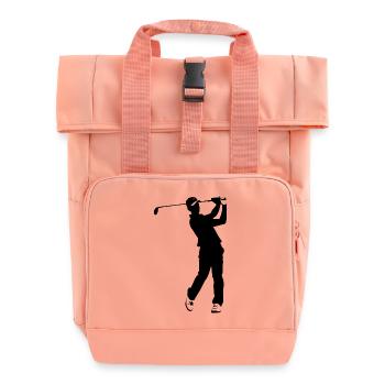 Golf Player - Sports Sticker - Rolltop Rucksack mit zwei Griffen - Chintzrosa - Vorne