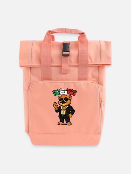 Mafioso Teddybär - Italienischer Humor - Rolltop Rucksack mit zwei Griffen - Chintzrosa