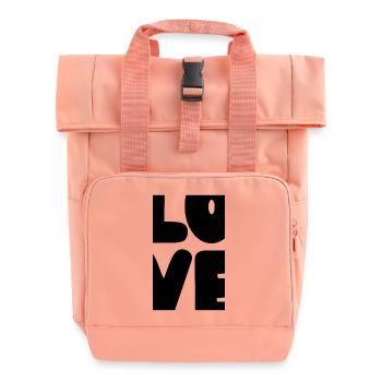 LOVE Block Bold Text Black Letters Love - Roll Top Backpack with Two Handles - chintz rose - Front