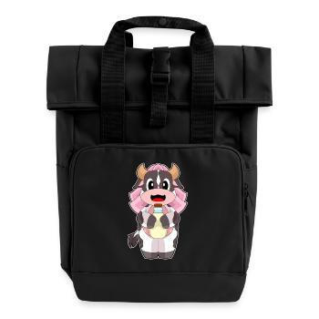 Cat Bridal Veil Wedding - Roll Top Backpack with Two Handles - black - Front