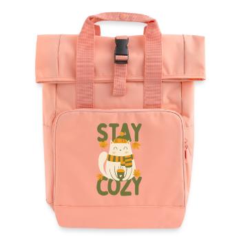 Stay Cozy - Roll Top Backpack with Two Handles - chintz rose - Front