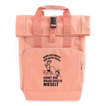 Bauer Knecht Dach Pinkeln Pieseln Witziger Spruch - Rolltop Rucksack mit zwei Griffen - Chintzrosa - Vorne