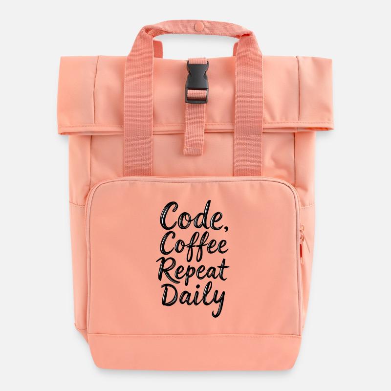 Code Schlaf Debug Wiederholungsprogramm Shirt - Rolltop Rucksack mit zwei Griffen - Chintzrosa