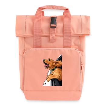 Road Trip Dog – Wind in the Fur - Roll Top Backpack with Two Handles - chintz rose - Front