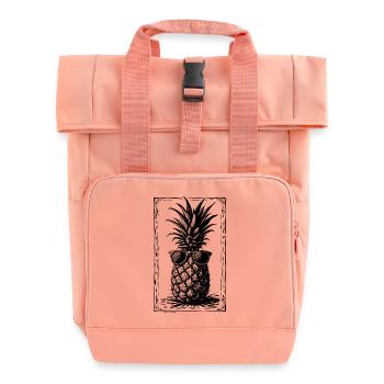 Cool Pineapple with Sunglasses - Roll Top Backpack with Two Handles - chintz rose - Front