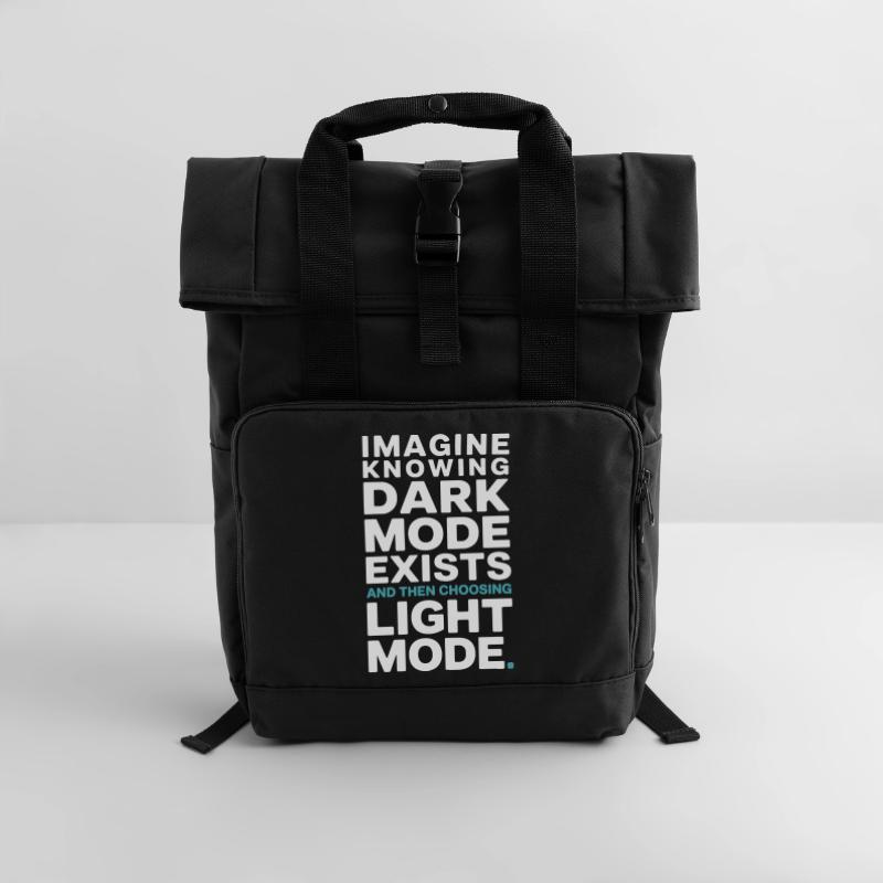 Dark Mode Exists Programmierer IT Nerd Coder Büro Rolltop Rucksack mit zwei Griffen