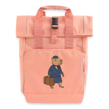 Camel Flight Attendant Vintage - Roll Top Backpack with Two Handles - chintz rose - Front
