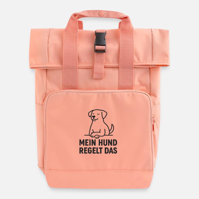 My dog rules! - Roll Top Backpack with Two Handles - chintz rose