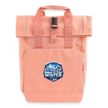Winter adventure mountain lake - Roll Top Backpack with Two Handles - chintz rose - Front