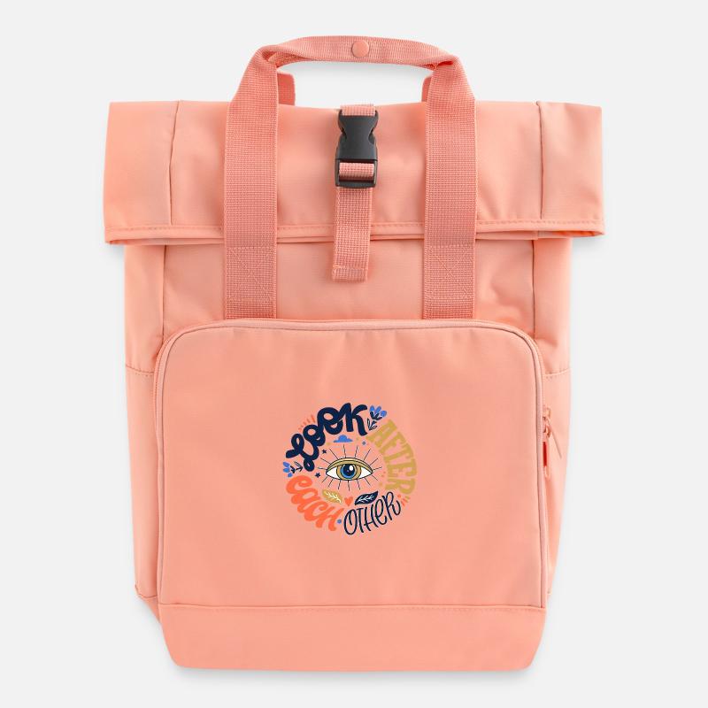 Motif œil - Sac à dos Roll Top à deux anses - rose liberty