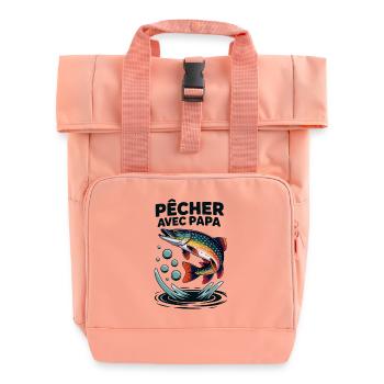 Pêcher avec papa, c'est le top. Brochet bondissant - Rolltop Rucksack mit zwei Griffen - Chintzrosa - Vorne