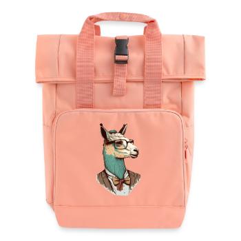 Lama nerd avec lunettes et costume - Sac à dos Roll Top à deux anses - rose liberty - Devant