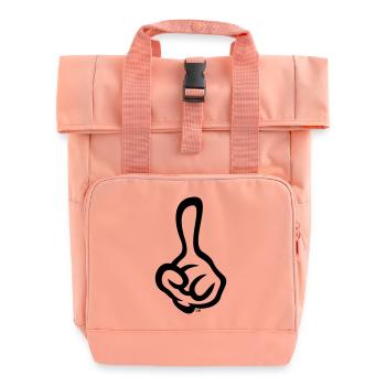 Erhobener Zeigefinger (Finger / Linke Hand / 1C) - Rolltop Rucksack mit zwei Griffen - Chintzrosa - Vorne