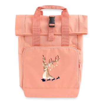 Lights deer in the winter forest - Roll Top Backpack with Two Handles - chintz rose - Front