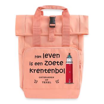 Texel, Pays-Bas, Dicton en néerlandais - Sac à dos Roll Top à deux anses - rose liberty - Devant