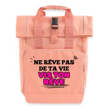 Message Inspirant Visuel florale rose - Sac à dos Roll Top à deux anses - rose liberty - Devant