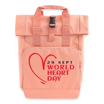World Heart Day - Roll Top Backpack with Two Handles - chintz rose - Front