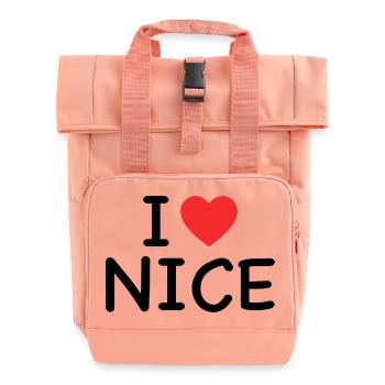 I Love Nice - J'aime Nice - Roll Top Backpack with Two Handles - chintz rose - Front