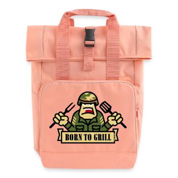 Born To Grill (Grillen / BBQ / Barbecue / Army) - Rolltop Rucksack mit zwei Griffen - Chintzrosa - Vorne