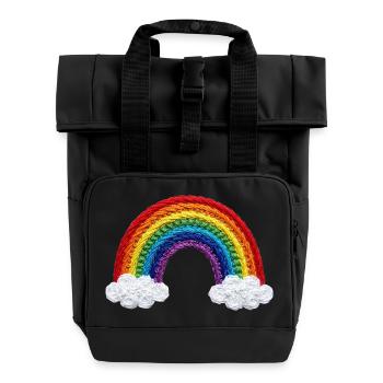 Rainbow in embroidered look (printed) - Roll Top Backpack with Two Handles - black - Front