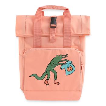 Kroko_mit_shirt - Roll Top Backpack with Two Handles - chintz rose - Front