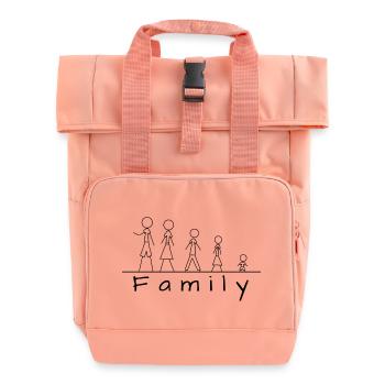 Famille de figurines en bâton - Sac à dos Roll Top à deux anses - rose liberty - Devant