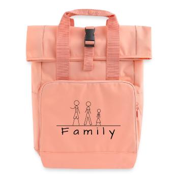 Famille de figurines en bâton - Sac à dos Roll Top à deux anses - rose liberty - Devant