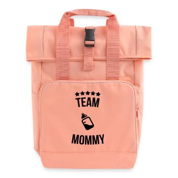 Team Mommy Mutti Mutter Fläschchen Milch - Rolltop Rucksack mit zwei Griffen - Chintzrosa - Vorne